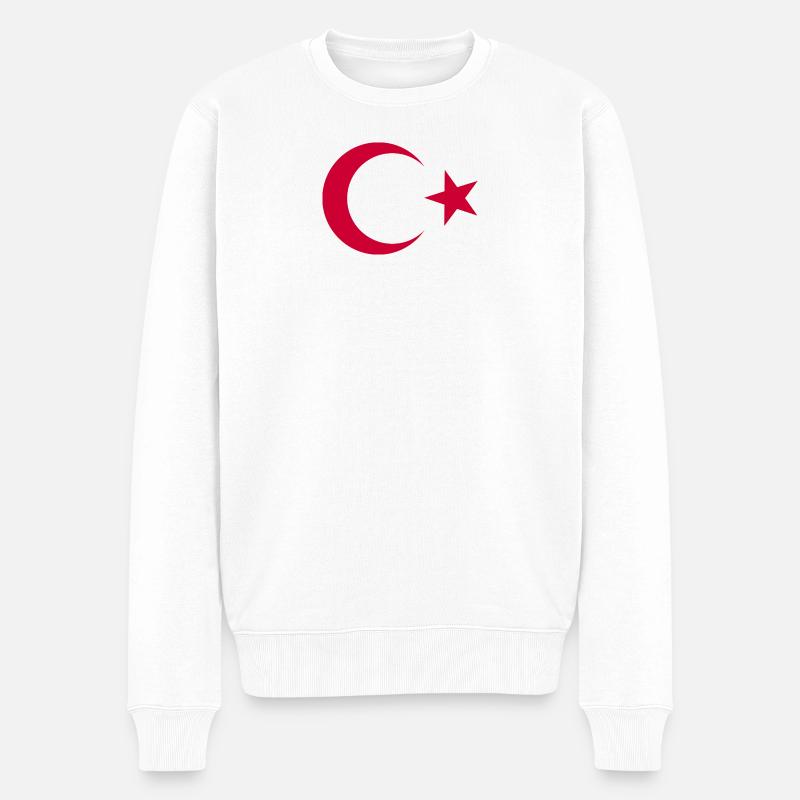 Croissant-Rouge et Dinde étoile - Pull Premium bio Homme - blanc
