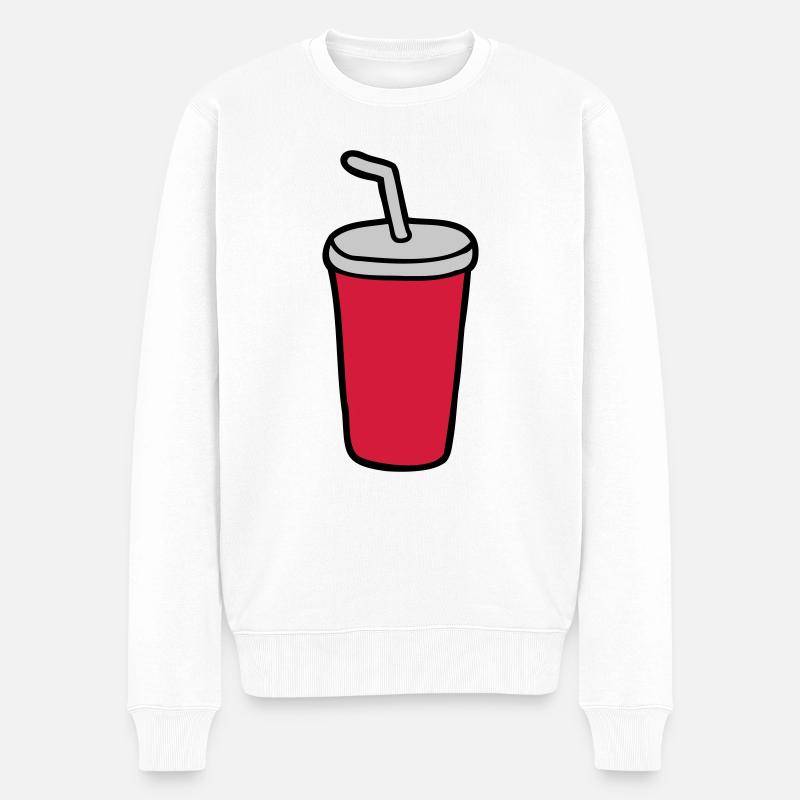 Cola Becher Restaurant - Männer Premium Bio Pullover - Weiß