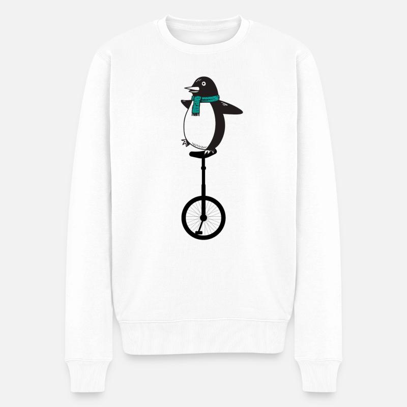 Einrad Einradartist-Pinguin Einradfahren unicycle - Männer Premium Bio Pullover - Weiß