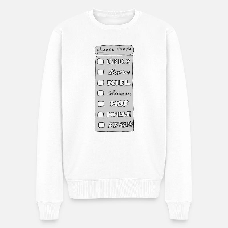 Städtequiz - Bitte ankreuzen - Männer Premium Bio Pullover - Weiß