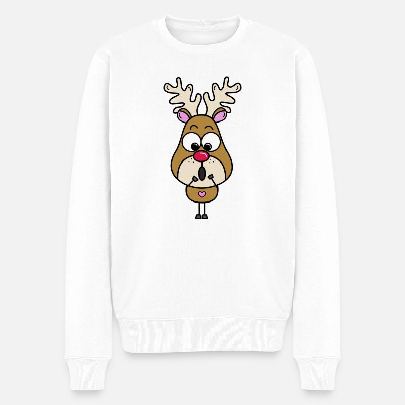 Rentier - Männer Premium Bio Pullover - Weiß