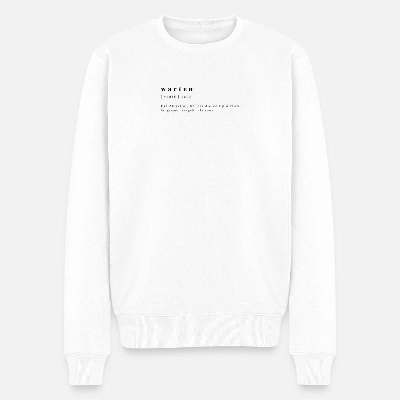 "Warten" – die Zeit scheint langsamer zu vergehen. - Männer Premium Bio Pullover - Weiß