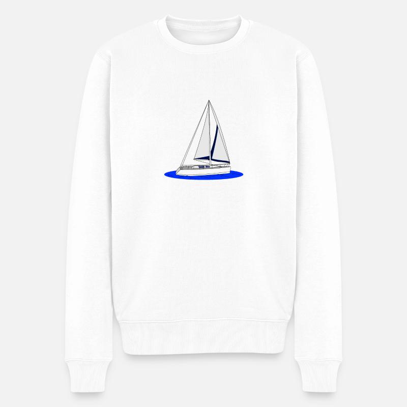 Segelboot - Männer Premium Bio Pullover - Weiß