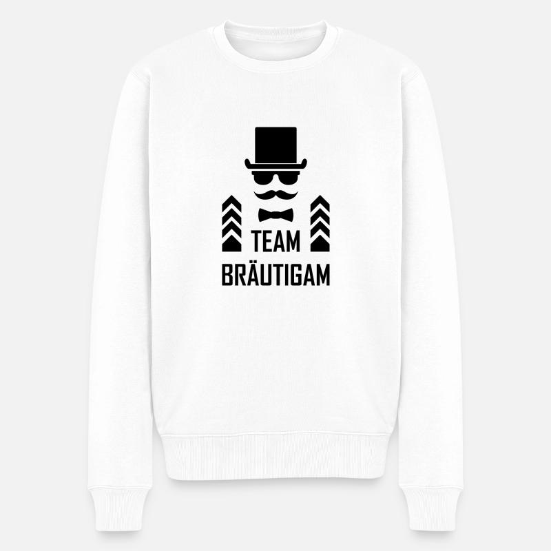 Team Bräutigam 1 - Männer Premium Bio Pullover - Weiß