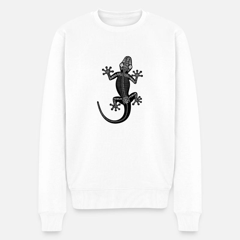 Gecko-Skelett - Männer Premium Bio Pullover - Weiß