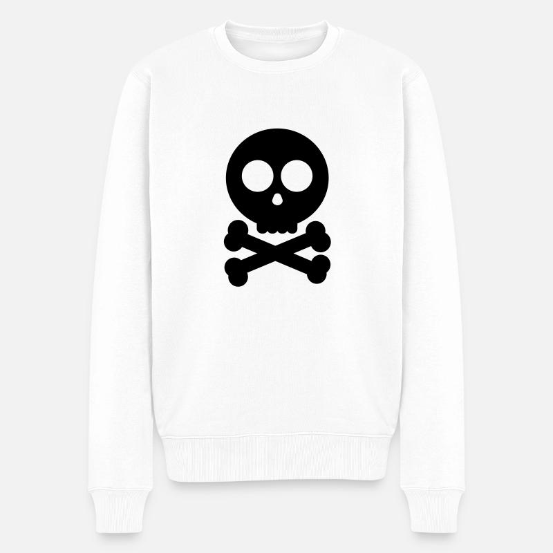 skull_face_f1 - Männer Premium Bio Pullover - Weiß