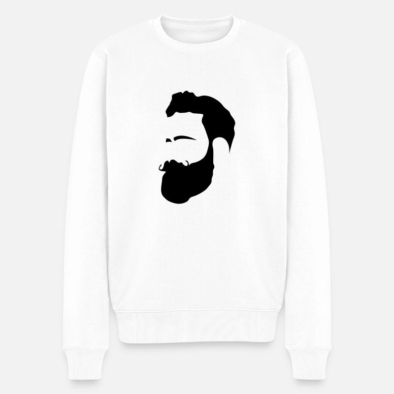 Mann mit Bart - Männer Premium Bio Pullover - Weiß