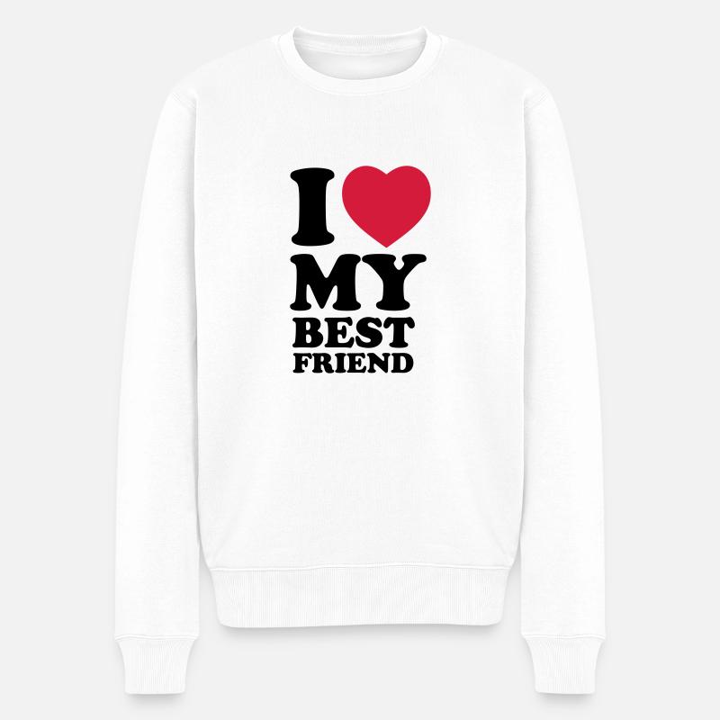I love my bestfriend - Männer Premium Bio Pullover - Weiß