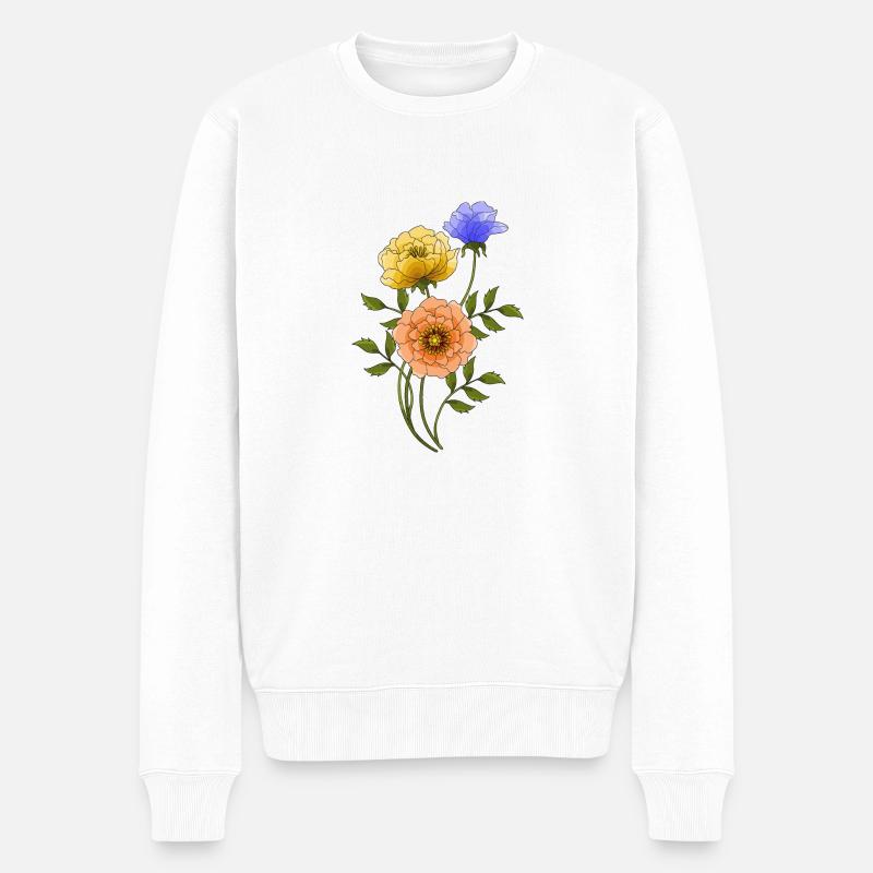 Fleurs - Pull Premium bio Homme - blanc