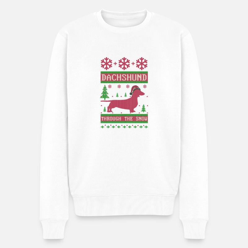 Weihnachtsdackel Dackel - Männer Premium Bio Pullover - Weiß