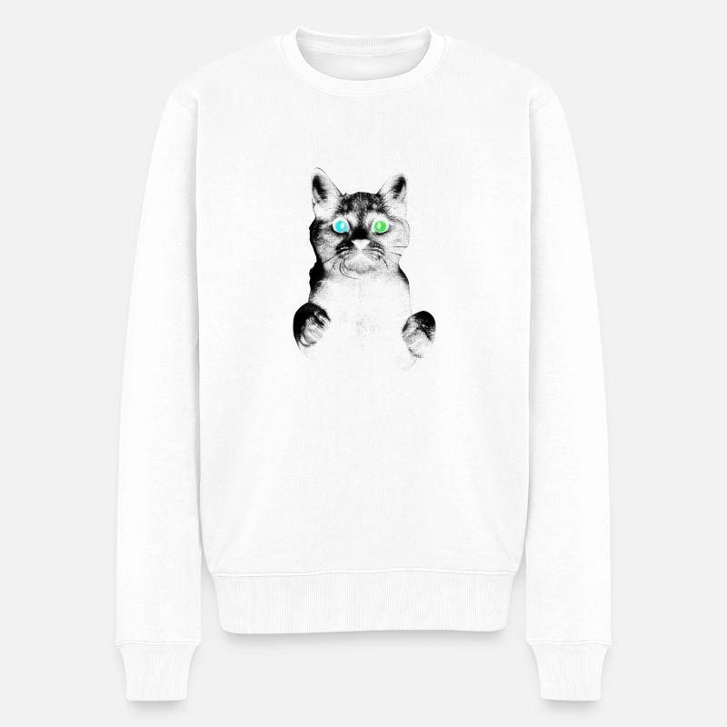 Katze - Männer Premium Bio Pullover - Weiß