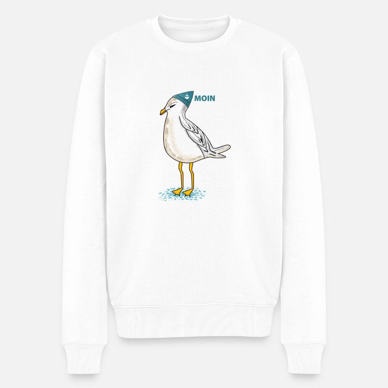 Möwe (b) - Männer Premium Bio Pullover - Weiß