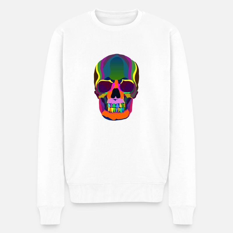 Rainbowskull - Männer Premium Bio Pullover - Weiß