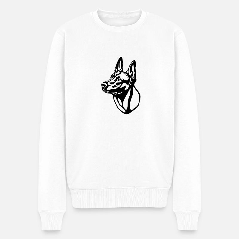 2 Malinois withoutBackground text - Männer Premium Bio Pullover - Weiß