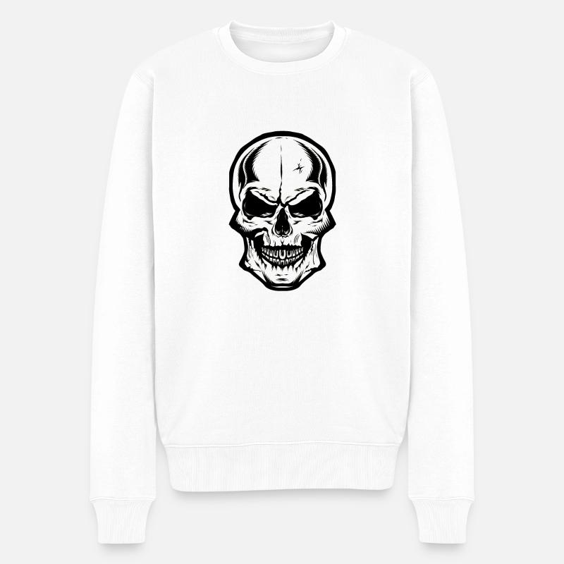 Schädel Schädel Pirat - Männer Premium Bio Pullover - Weiß