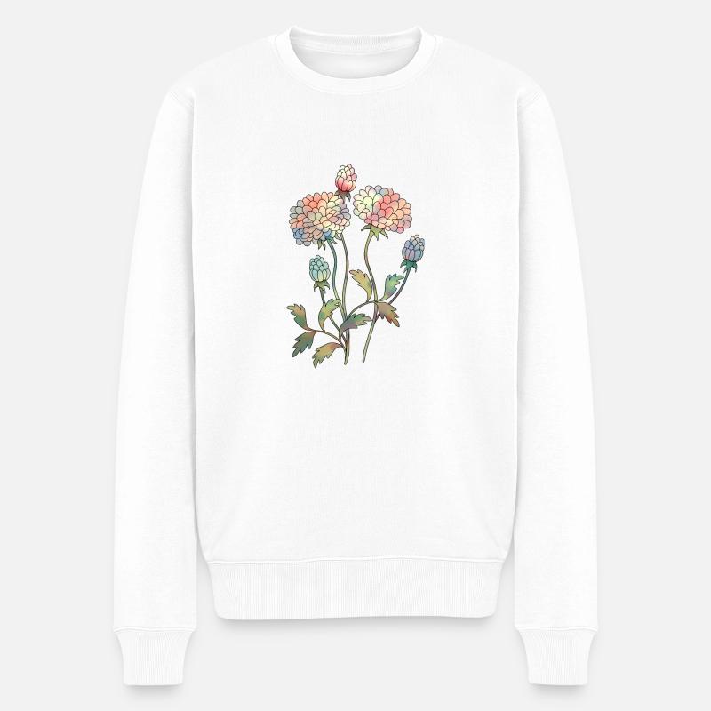 Blumen - Männer Premium Bio Pullover - Weiß