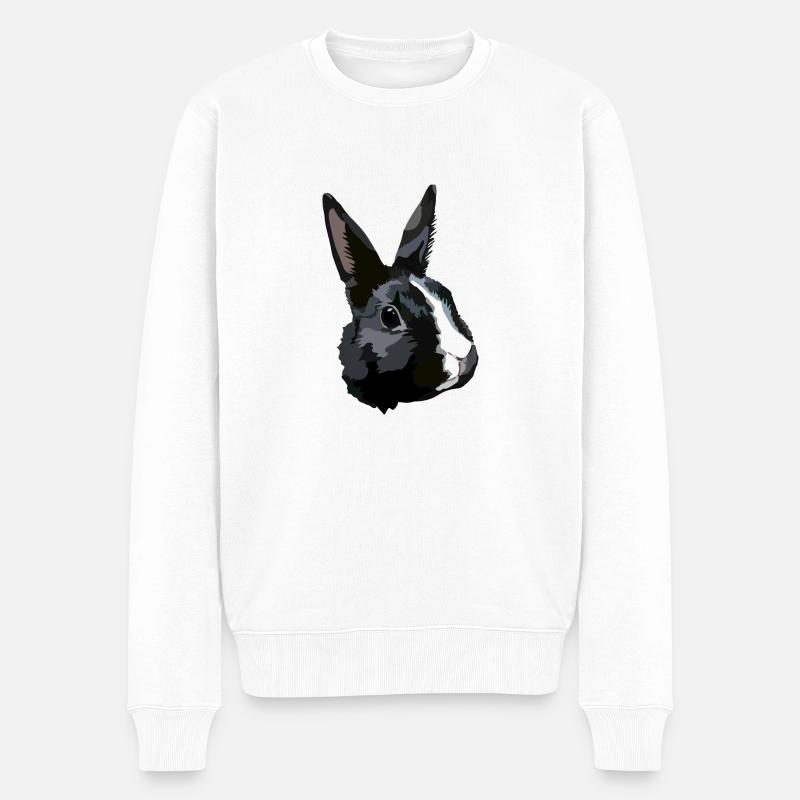 Kaninchen schwarz-weiß - Männer Premium Bio Pullover - Weiß