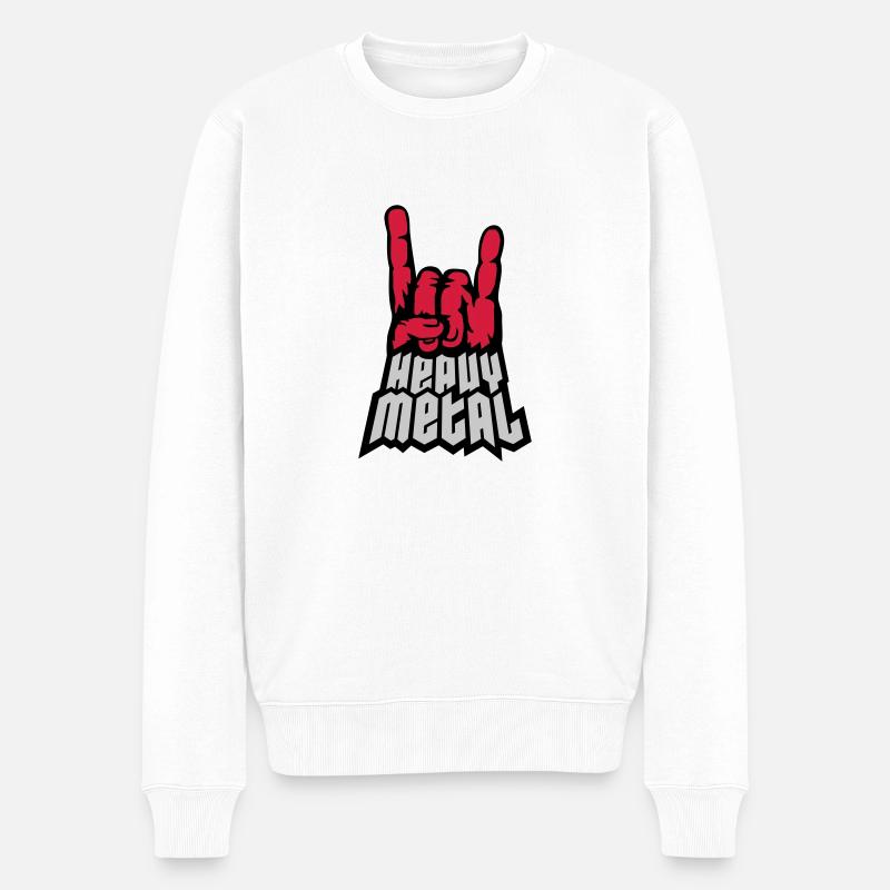 Heavy Metal Logo Handzeichen - Männer Premium Bio Pullover - Weiß