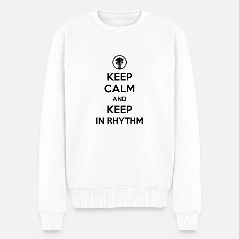 Bass Player Keep Calm - Männer Premium Bio Pullover - Weiß