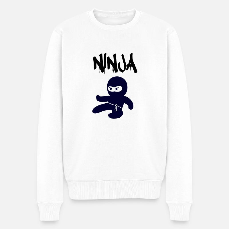 Ninja - Männer Premium Bio Pullover - Weiß