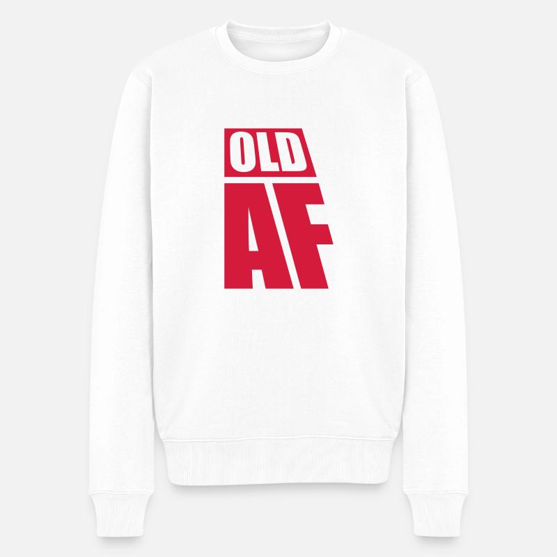 old AF Text Logo - Männer Premium Bio Pullover - Weiß