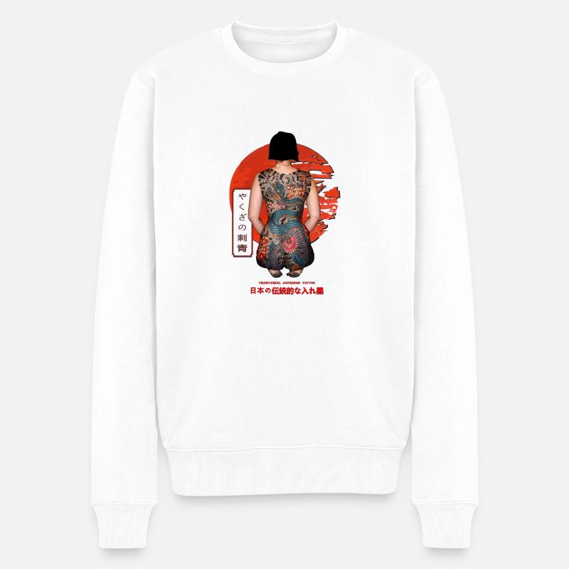 Japanisches traditionelles Tattoo - Männer Premium Bio Pullover - Weiß