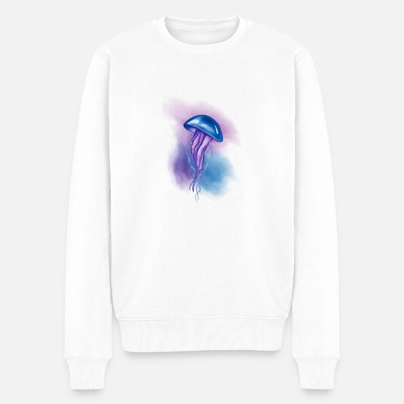 Méduse Méduse Aquarelle Cadeau d’art - Pull Premium bio Homme - blanc
