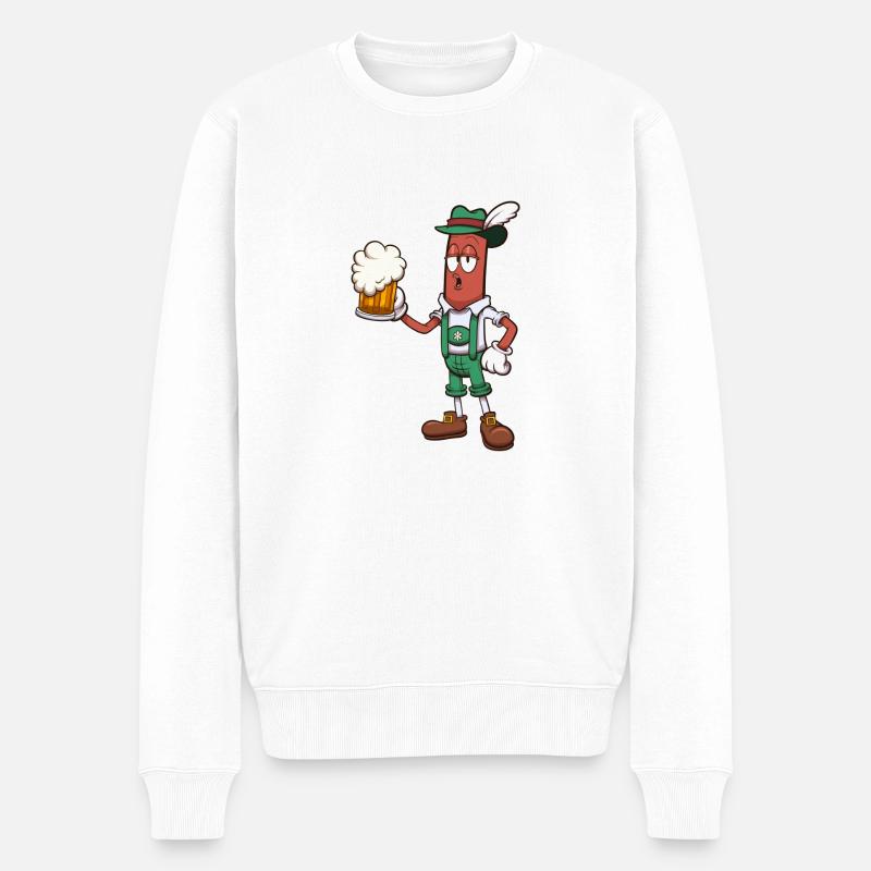 Wurst mit Bier - Männer Premium Bio Pullover - Weiß