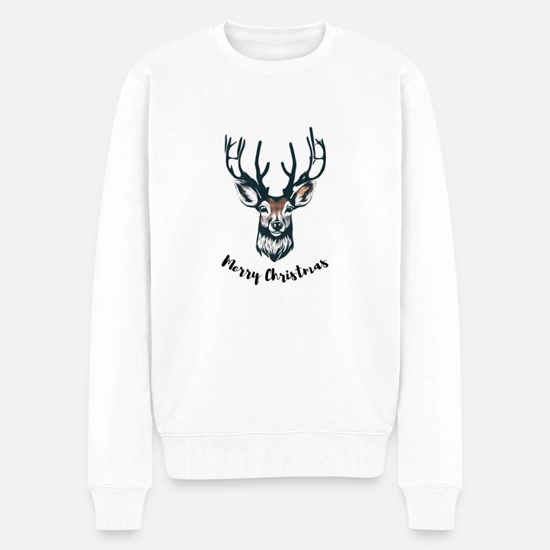 Frohe Weihnachten - Männer Premium Bio Pullover - Weiß