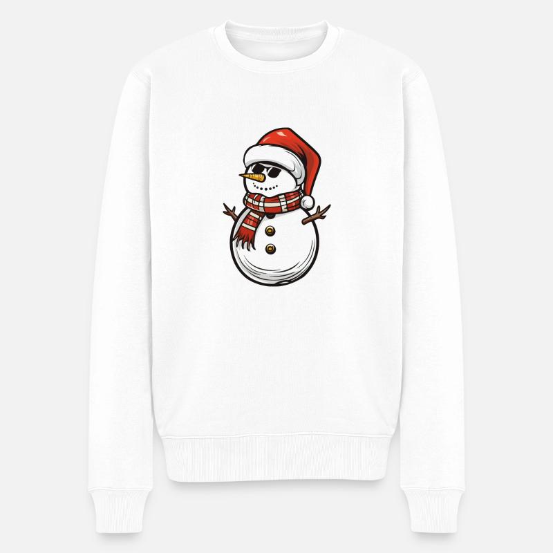 schneemann cool santa - Männer Premium Bio Pullover - Weiß