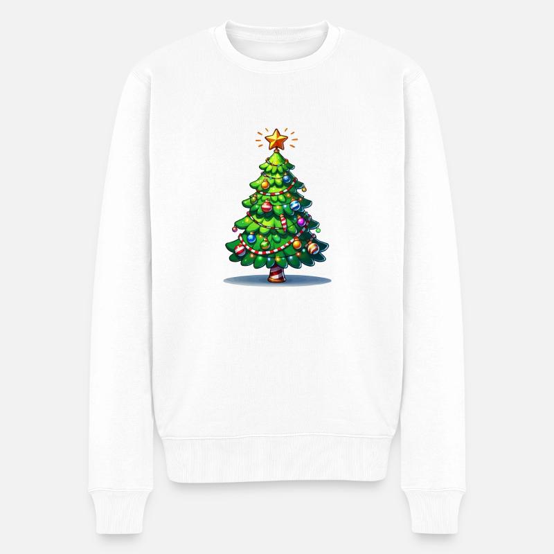 Tannenbaum - Männer Premium Bio Pullover - Weiß