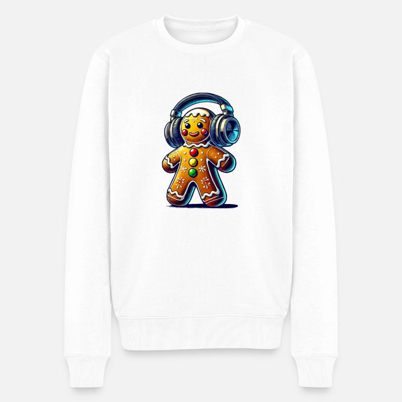 Gingerbread Music Lebkuchenmann - Männer Premium Bio Pullover - Weiß