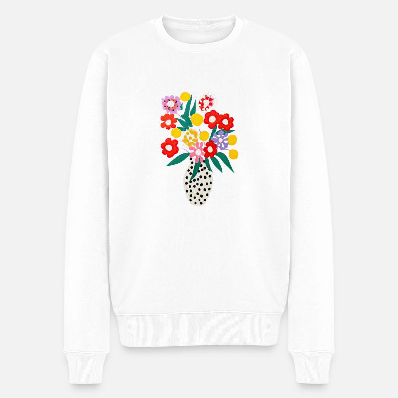 Flowers - Männer Premium Bio Pullover - Weiß