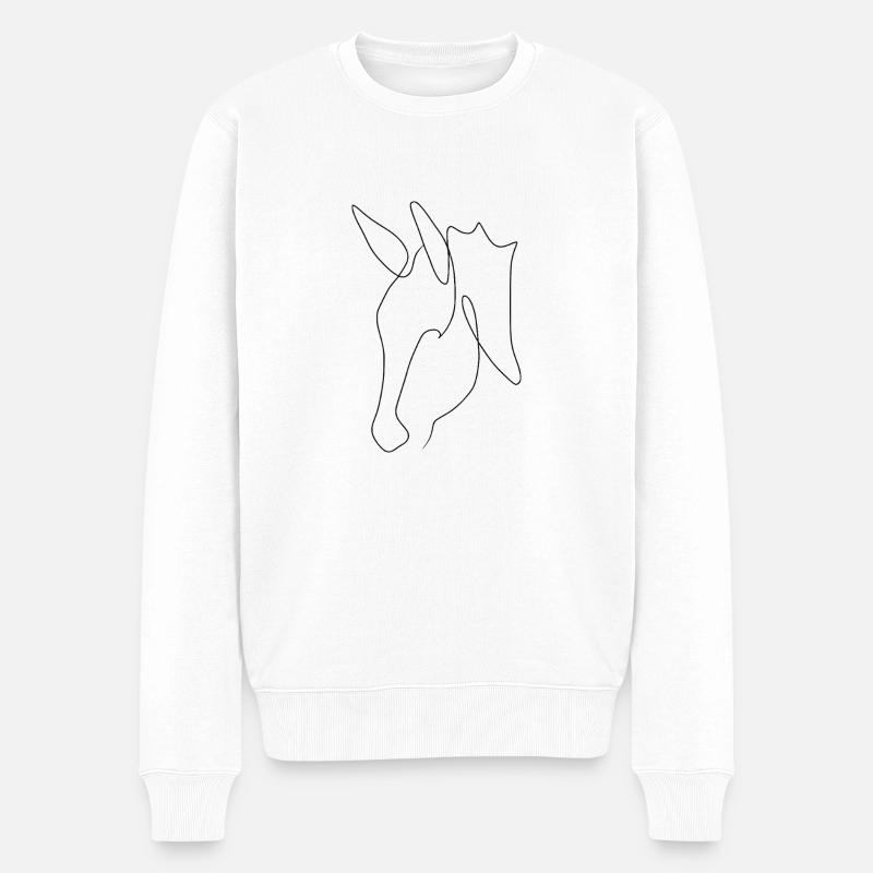 Minimal Eselkopf schwarz - Männer Premium Bio Pullover - Weiß