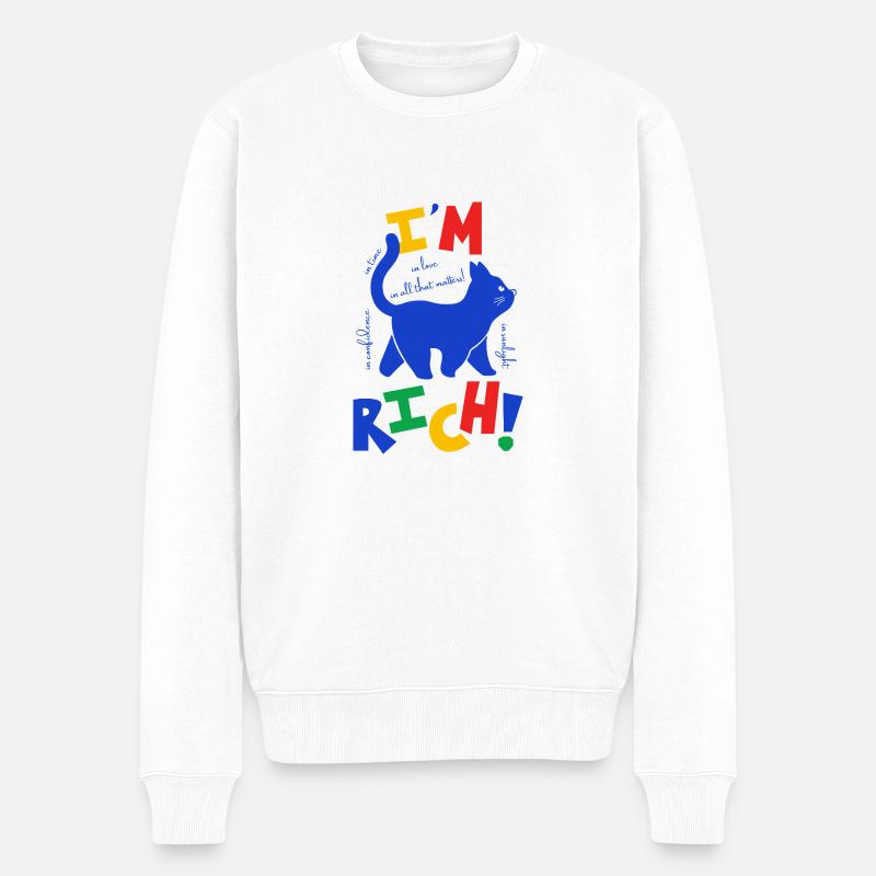 Reiche katze - Männer Premium Bio Pullover - Weiß