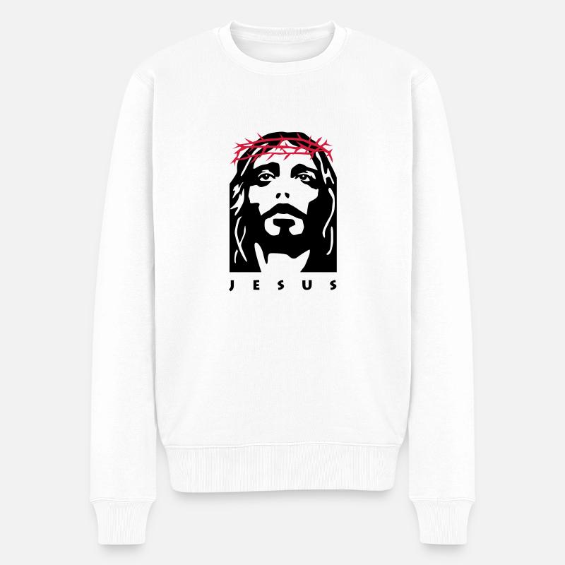 jesus - Männer Premium Bio Pullover - Weiß