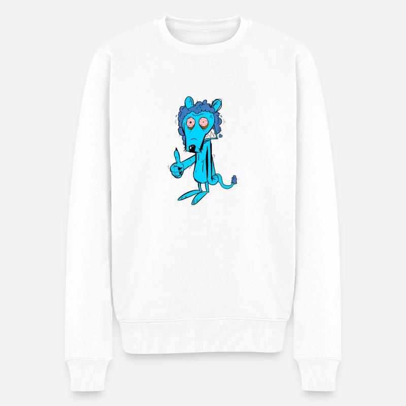Ängstlicher Löwe - Männer Premium Bio Pullover - Weiß