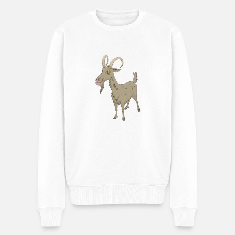 Ziege Ziegenbock - Männer Premium Bio Pullover - Weiß