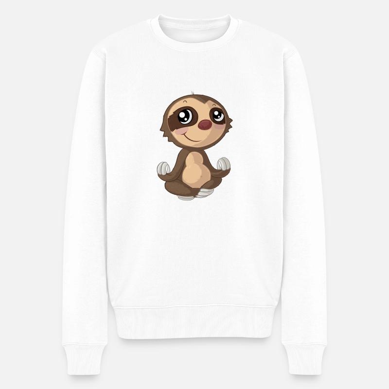 Yoga Comic Faultier - Männer Premium Bio Pullover - Weiß