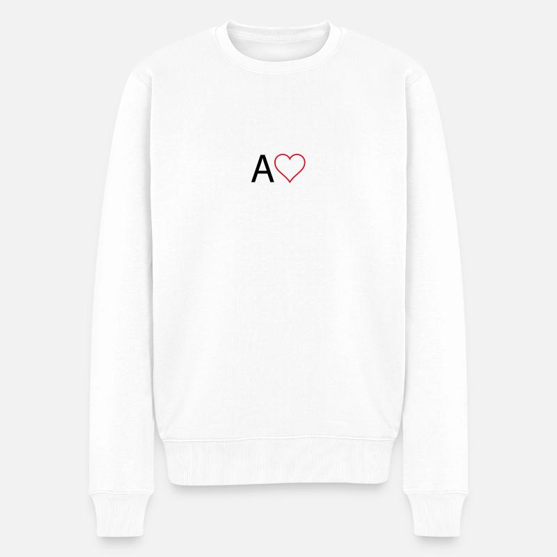 Lettre A avec coeur - Pull Premium bio Homme - blanc