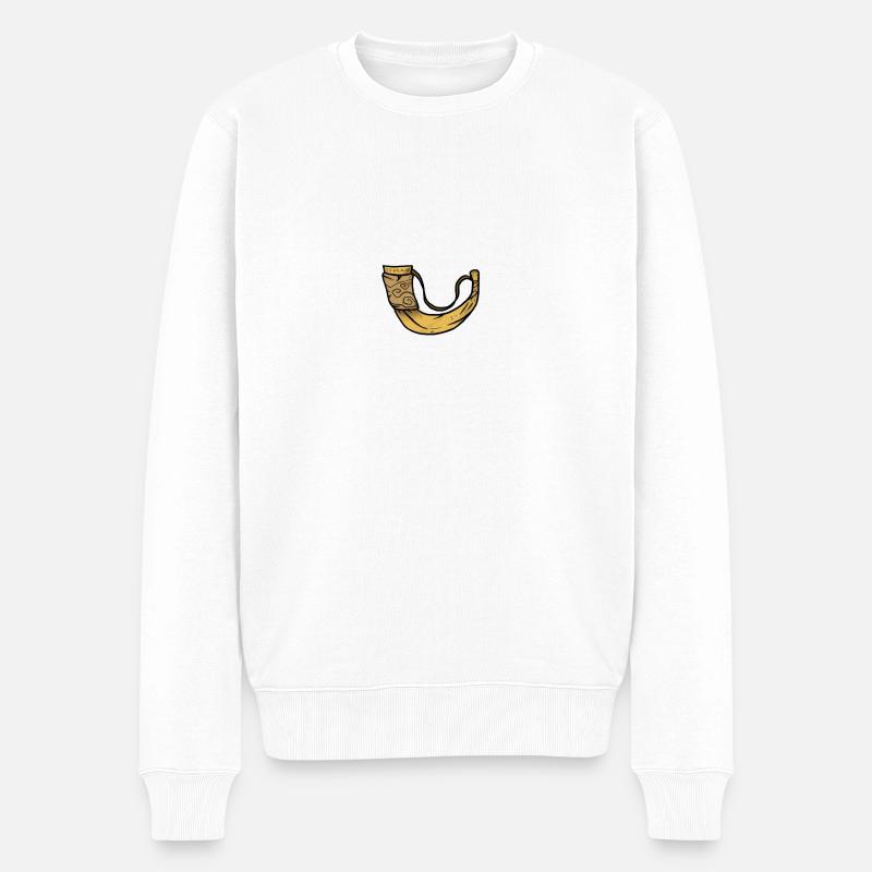 Met Horn - Männer Premium Bio Pullover - Weiß