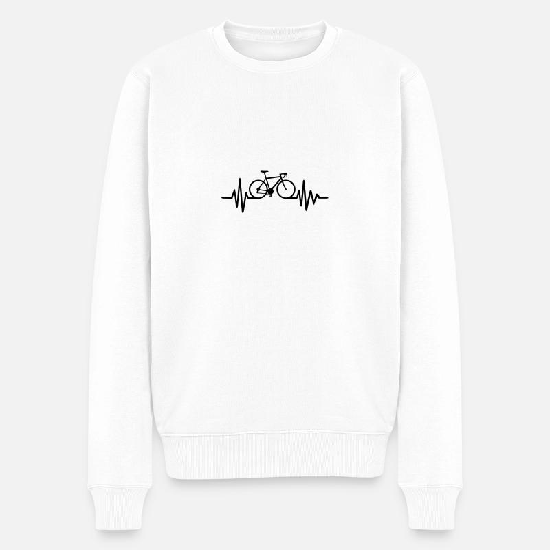 Vélo vélo battement de cœur - Pull Premium bio Homme - blanc