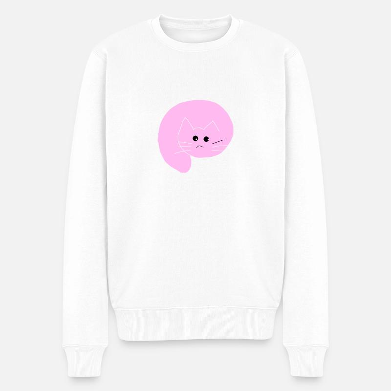Chat rose 1 - Pull Premium bio Homme - blanc