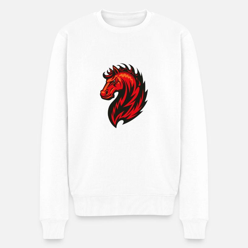 Pferde - Männer Premium Bio Pullover - Weiß