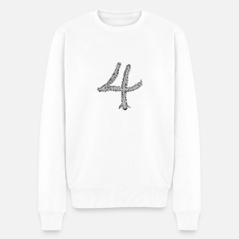 Nummer 4 - Männer Premium Bio Pullover - Weiß