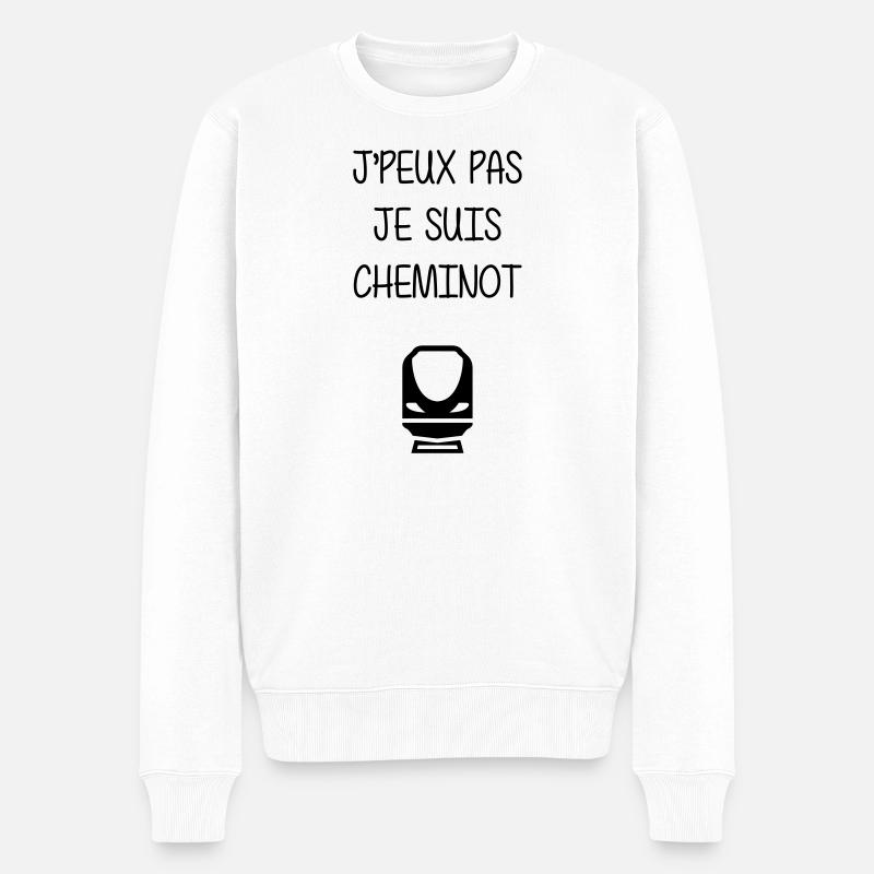 Cheminot / Chemin de fer / Train / Metro - Pull Premium bio Homme - blanc