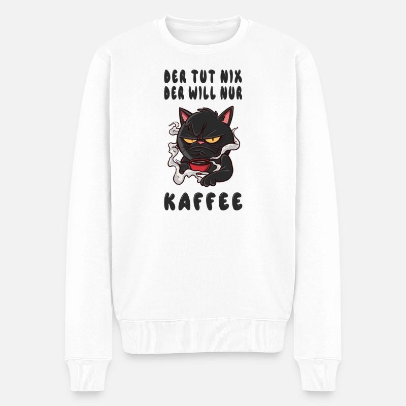 Café Chats Design - Pull Premium bio Homme - blanc