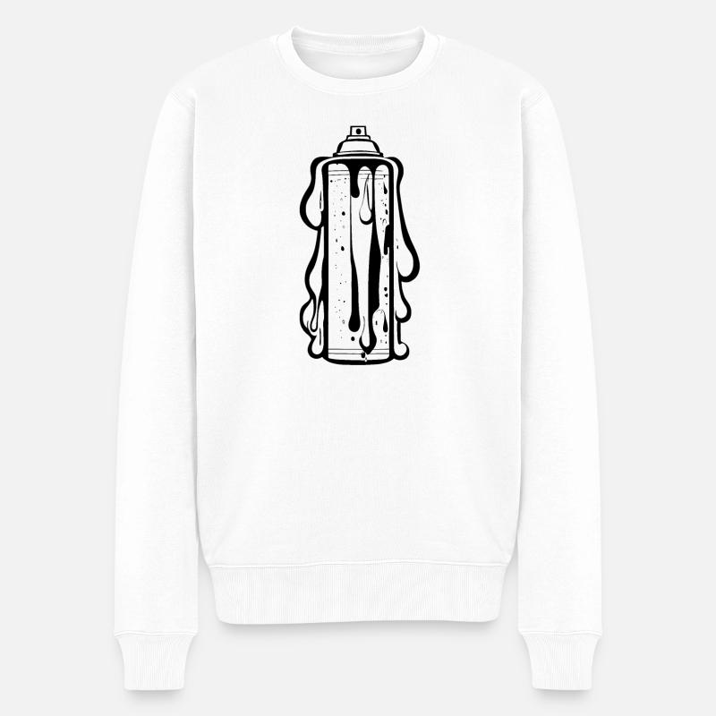 Bombe aérosol comique avec gouttes - Pull Premium bio Homme - blanc