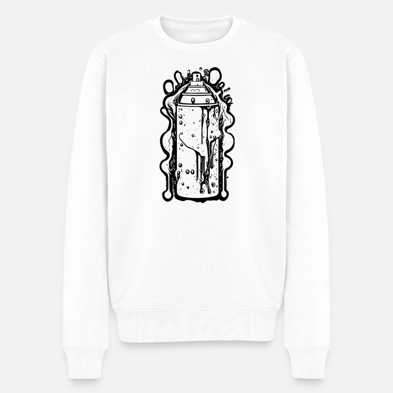 Coole Comic Sprühdose mit Tropfen - Männer Premium Bio Pullover - Weiß