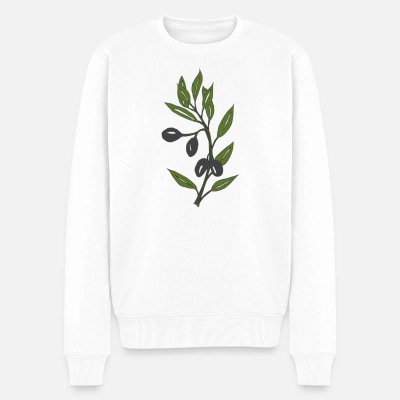 olivenzweig - Männer Premium Bio Pullover - Weiß